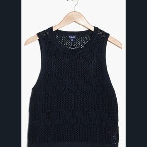 NWT Splendid Navy Cotton Crochet Knit Sleeveless Tank Top